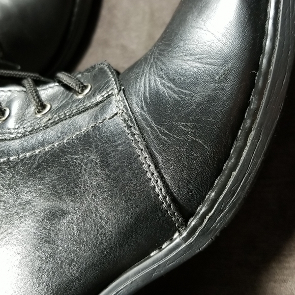 LH by La Halle Black Leather Lace Up with Double Zip Ankle Boots - US 9 - Picture 12 of 16